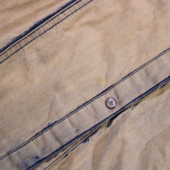 Rock 47 Wrangler Cream Denim Embroidered Rhinestone Rustic Snap Western Size L - Picture 10 of 10